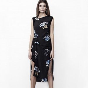 All Saints Peony Riviera Silk Midi Dress Size 0